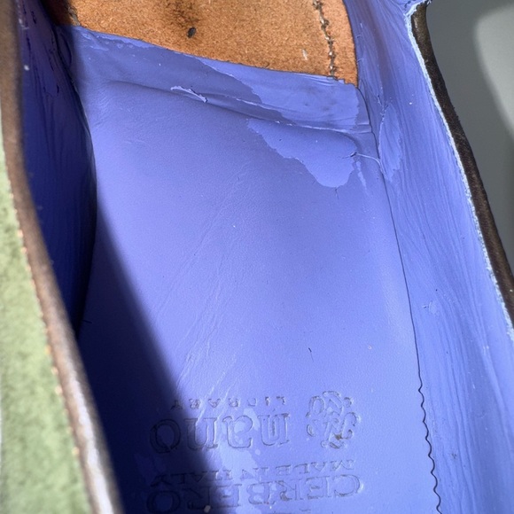 CERBERO ITALY NANO TASSEL LEATHER BROWN/GREEN LOAFERS MENS SIZE 8 - Picture 9 of 12